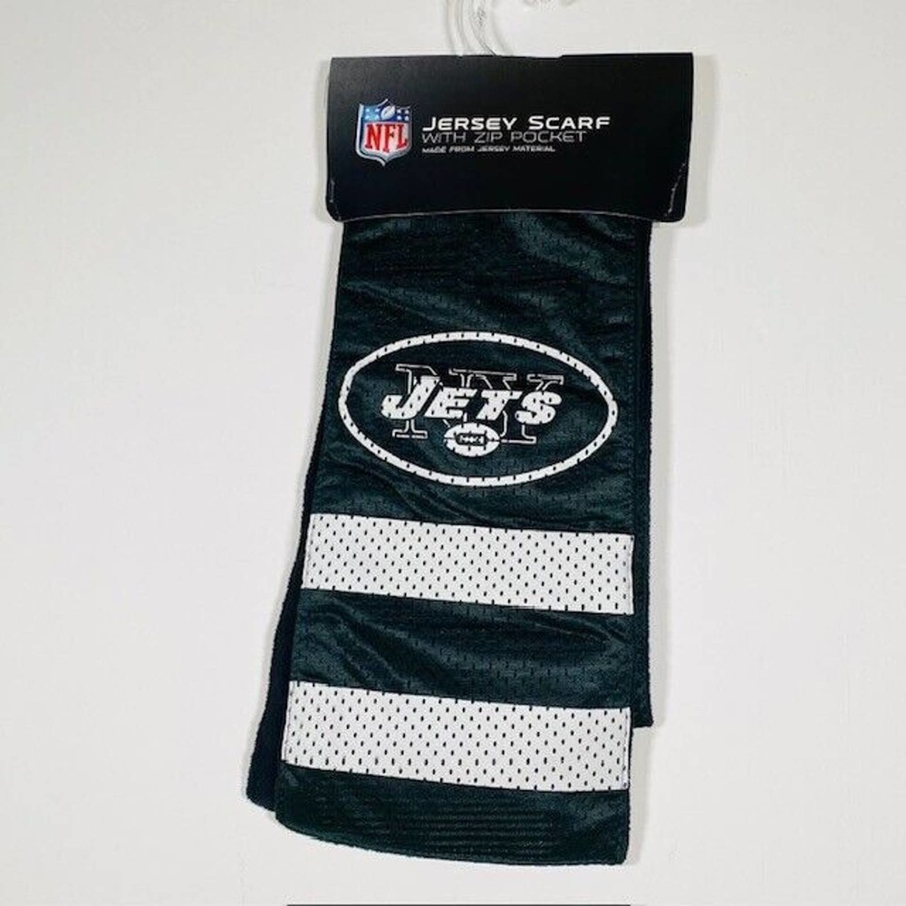New York Jets NFL Jersey Scarf with Hidden Zip Pocket 60" Long‎